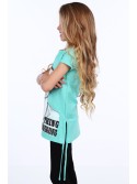 Girls\' blouse with print, dark mint NDZ8156 - Online store - Boutique